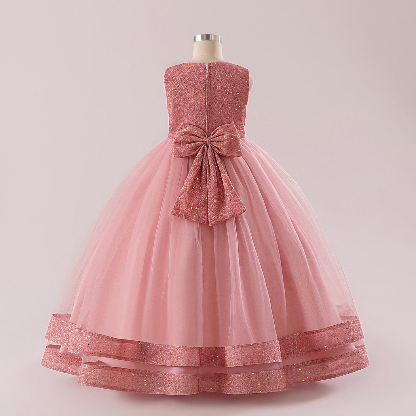 Sequin Bow Maxi Princess Dress for Girls – Party & Flower Girl Gown