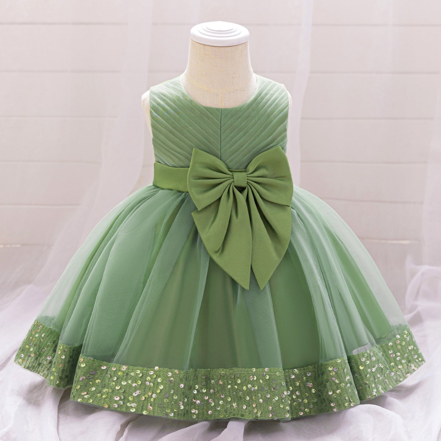 Cute Puffy Mesh Sequin Ball Gown for Toddlers – Party & Flower Girl Dress