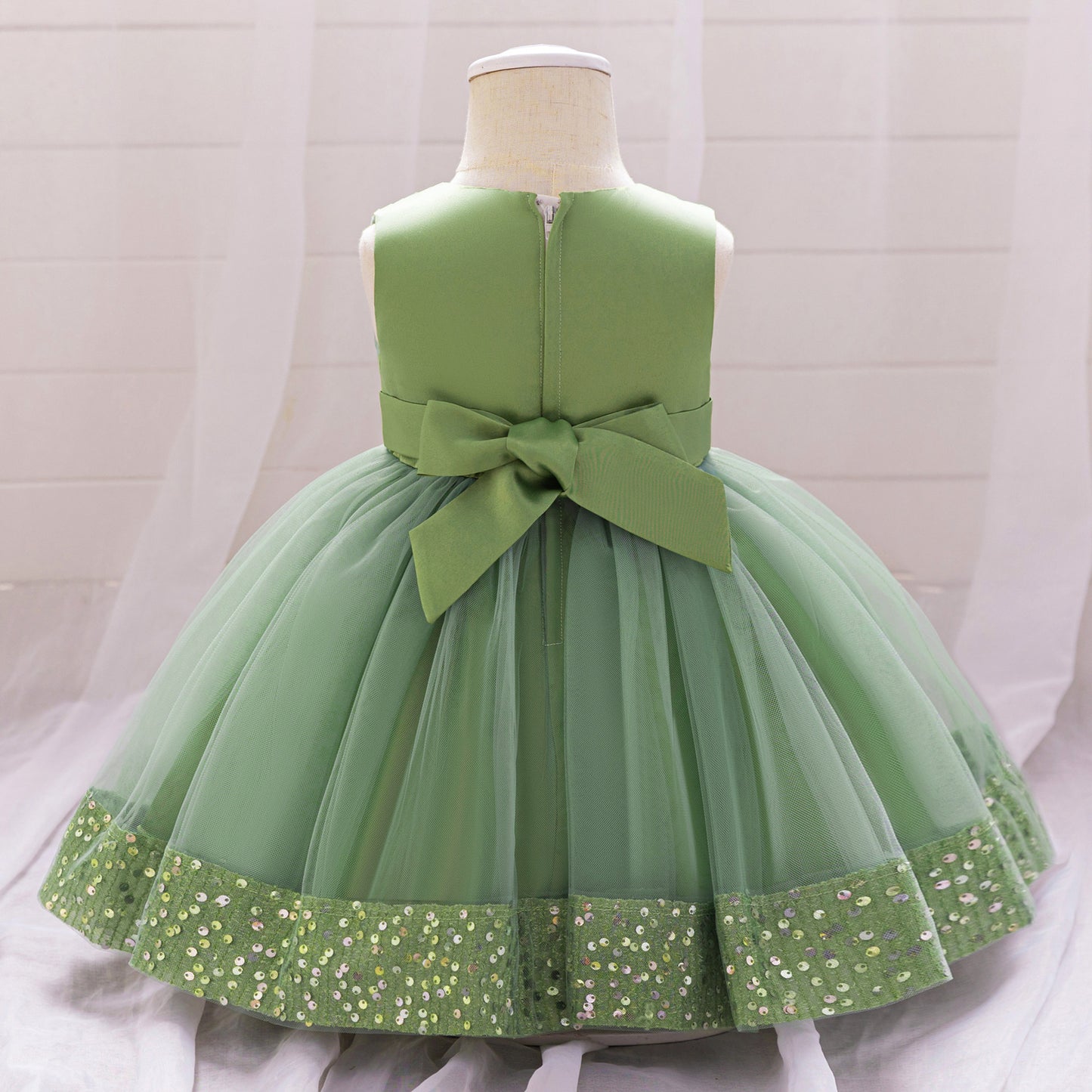 Cute Puffy Mesh Sequin Ball Gown for Toddlers – Party & Flower Girl Dress