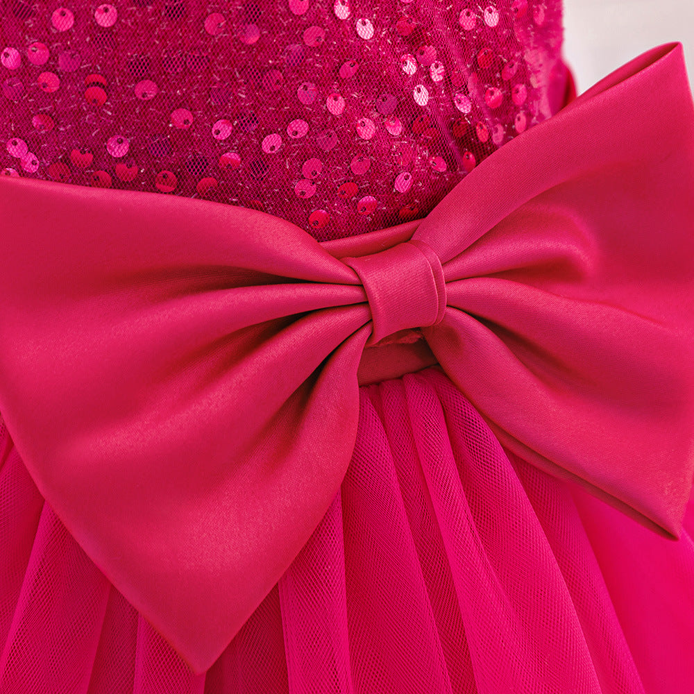 Cute Sequin Puffy Tulle Ball Gown Dress for Toddlers - Bowknot, Tea Length, Party & Formal