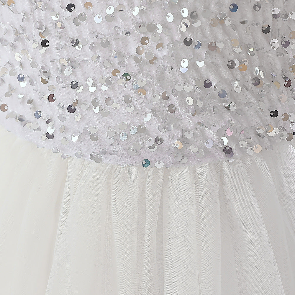 Sparkly A-Line Maxi Princess Dress for Girls | Sequin & Bowknot Formal Gown