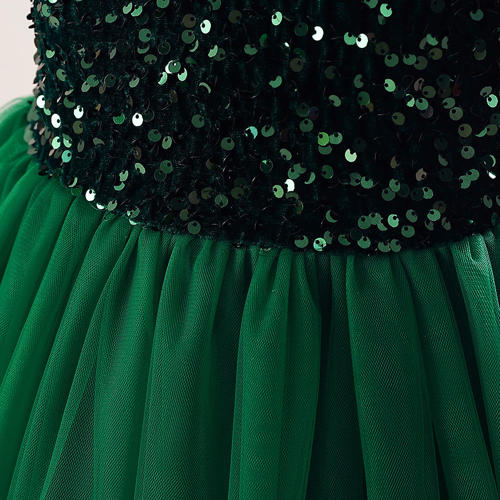 Sparkly A-Line Maxi Princess Dress for Girls | Sequin & Bowknot Formal Gown