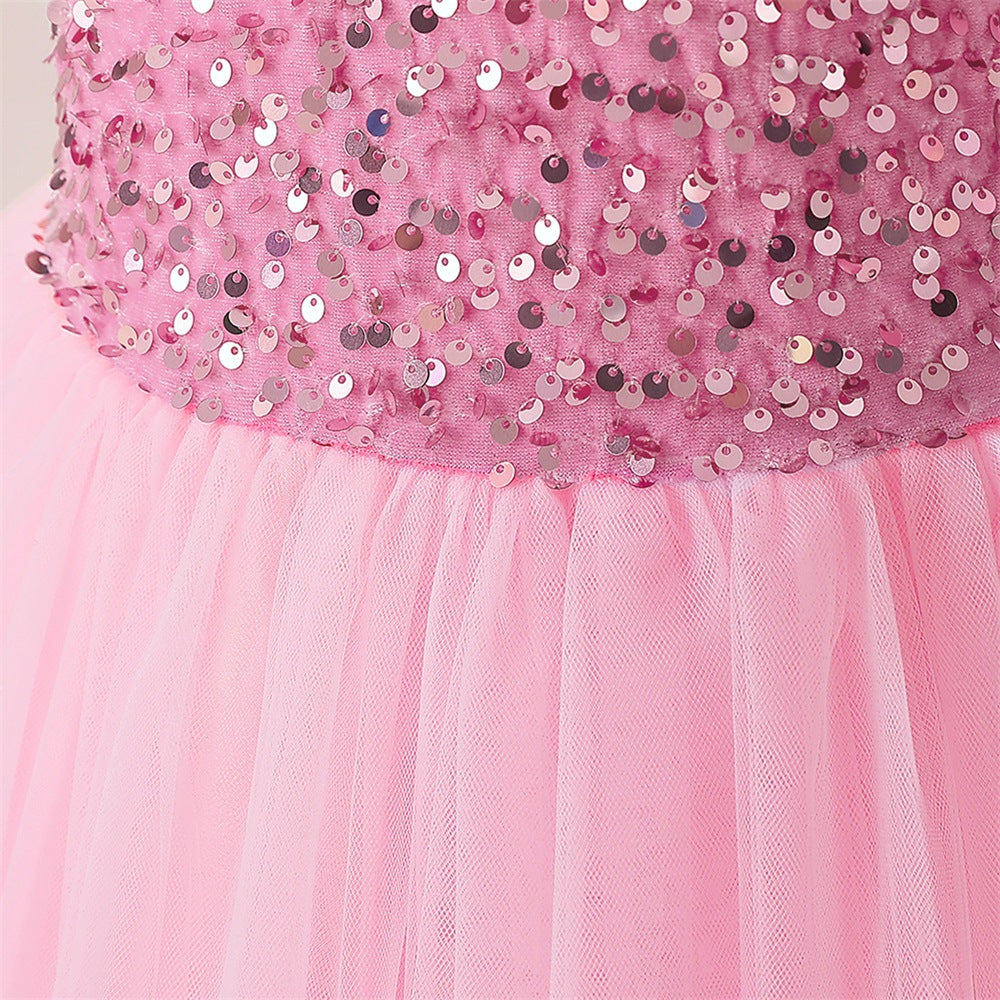 Sparkly A-Line Maxi Princess Dress for Girls | Sequin & Bowknot Formal Gown