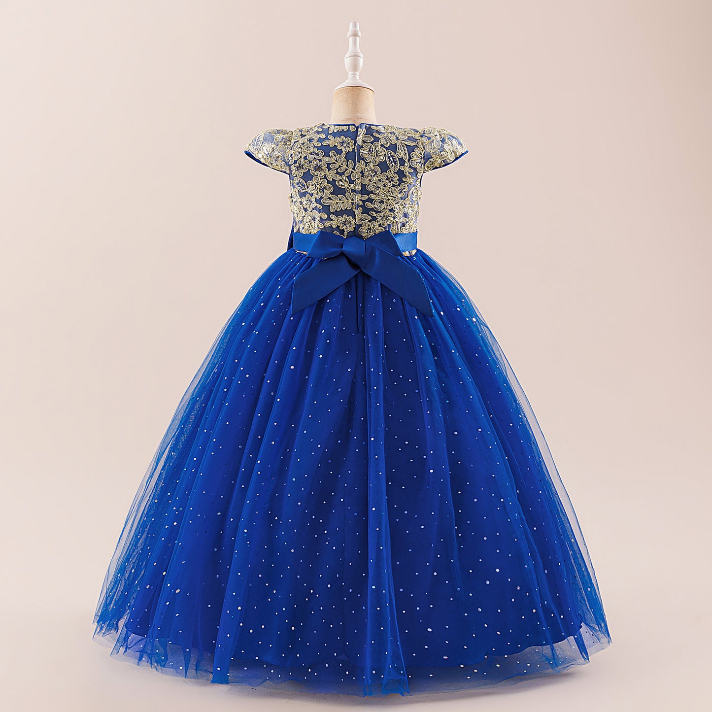 Sequin Bowknot Maxi Dress for Girls – Sparkly Party & Flower Girl Gown