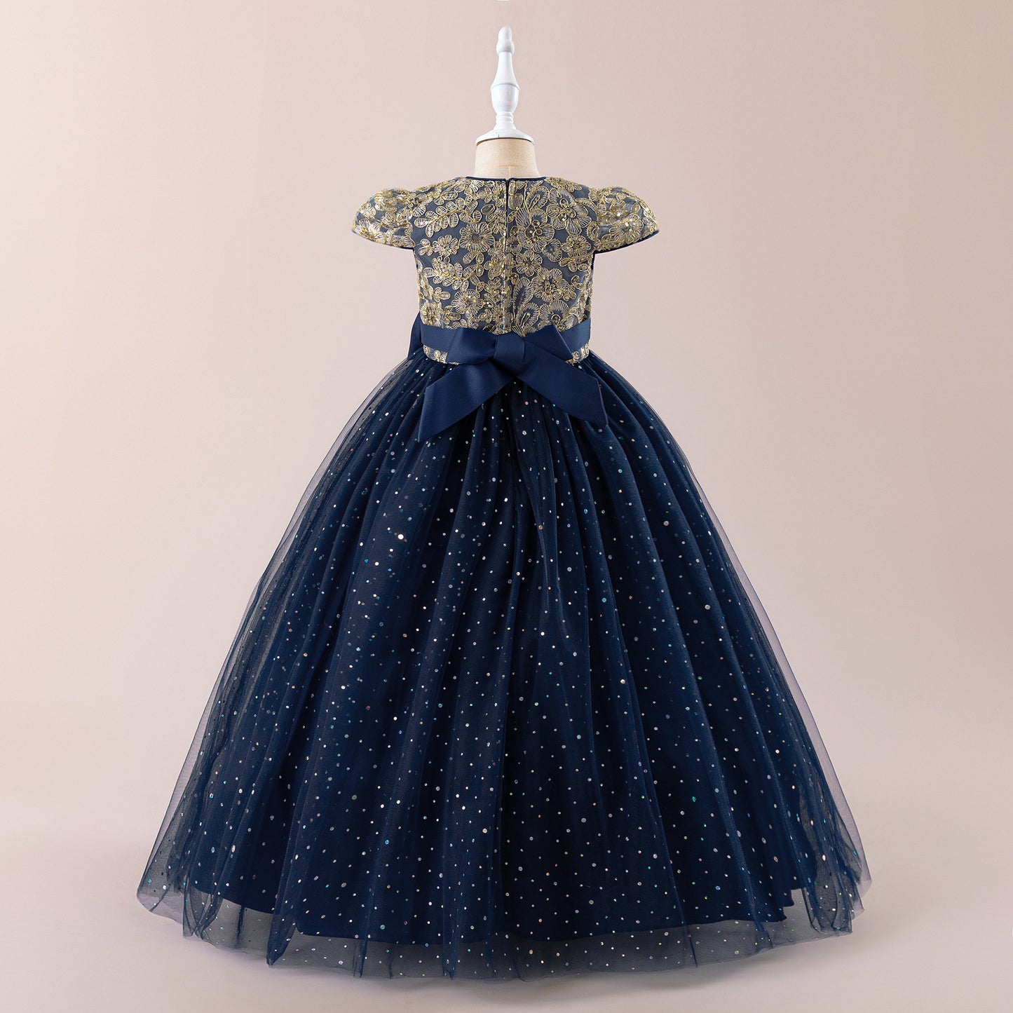 Sequin Bowknot Maxi Dress for Girls – Sparkly Party & Flower Girl Gown