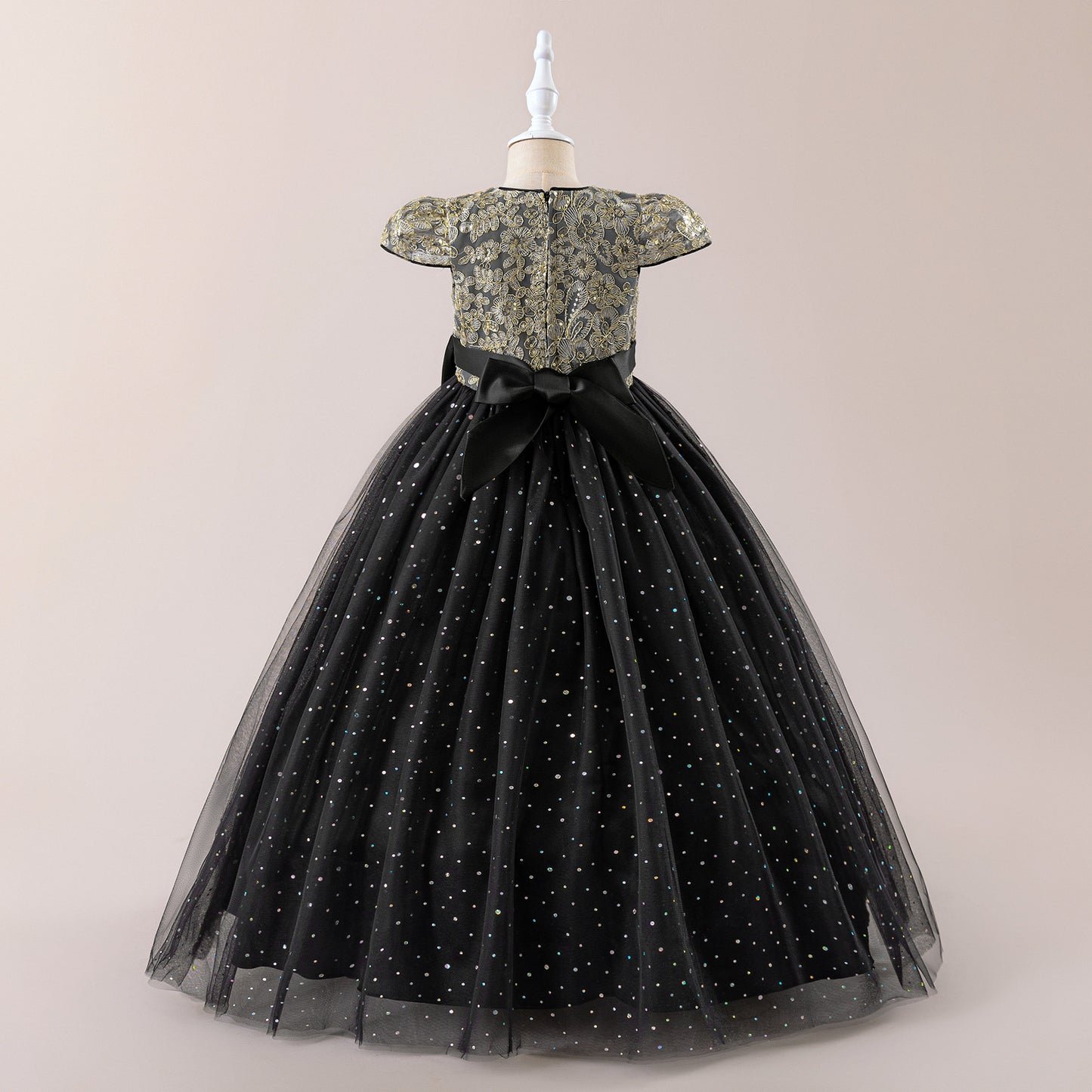 Sequin Bowknot Maxi Dress for Girls – Sparkly Party & Flower Girl Gown