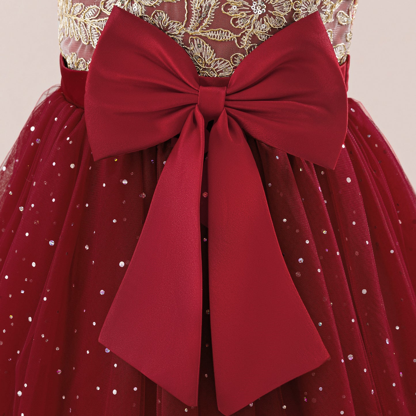 Sequin Bowknot Maxi Dress for Girls – Sparkly Party & Flower Girl Gown