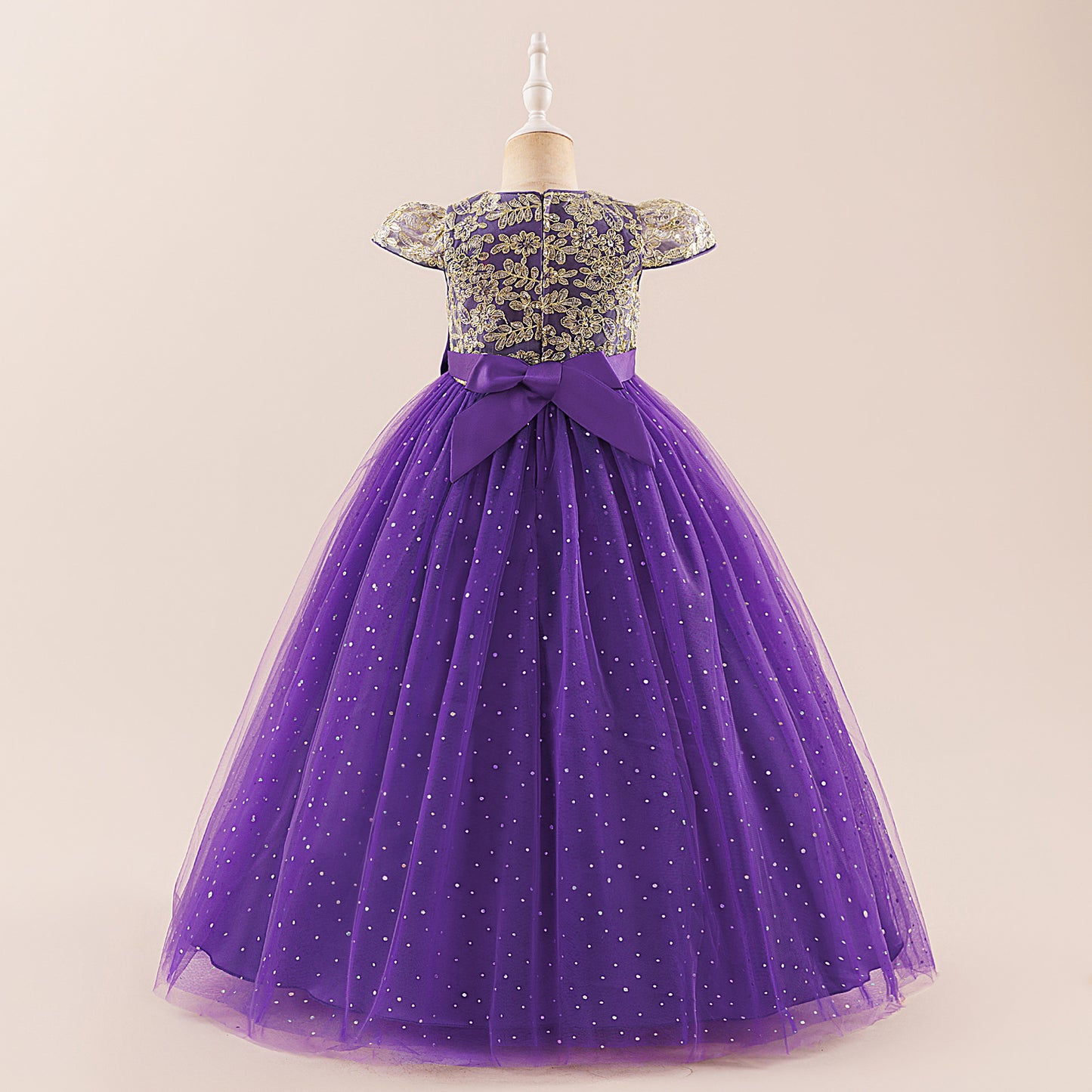 Sequin Bowknot Maxi Dress for Girls – Sparkly Party & Flower Girl Gown