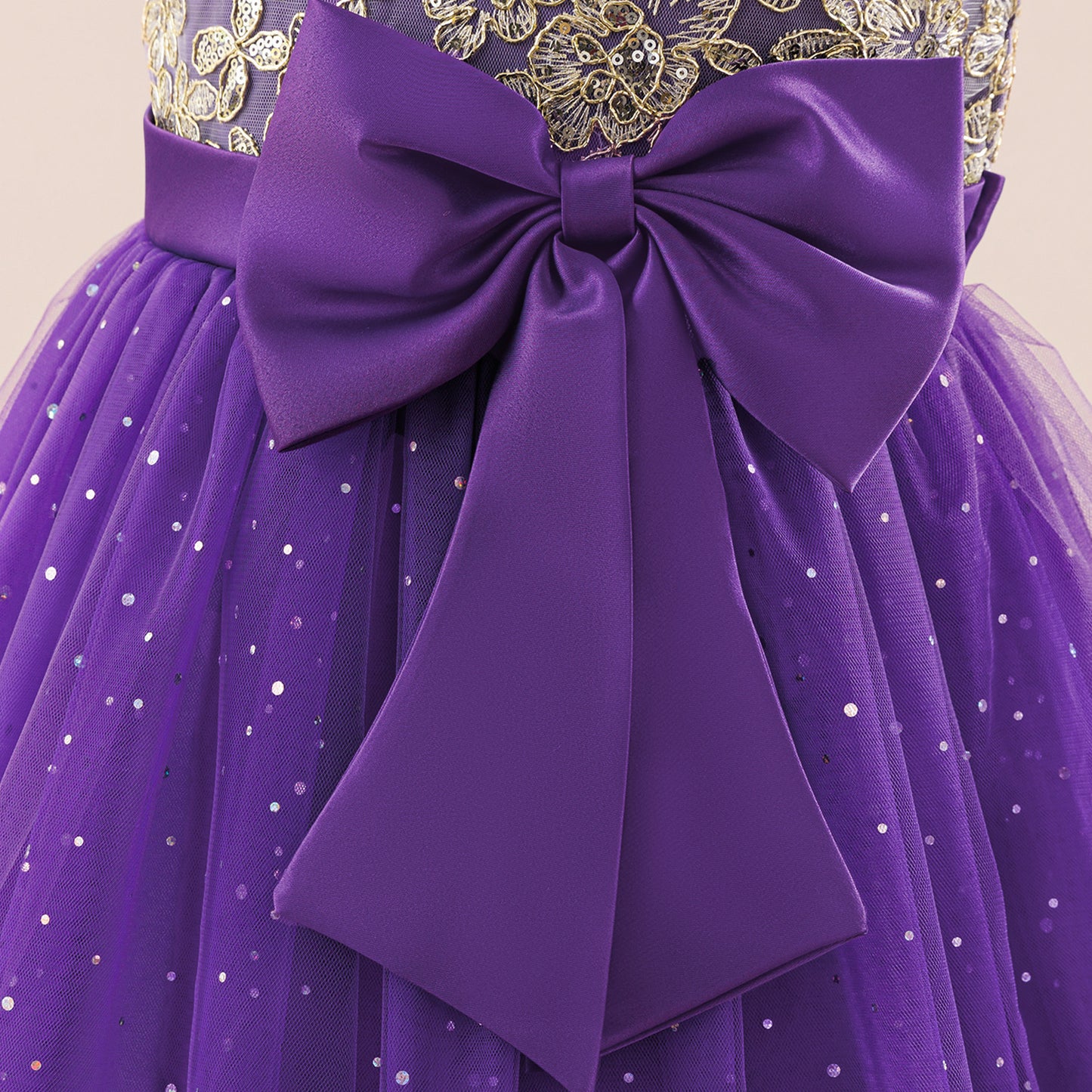 Sequin Bowknot Maxi Dress for Girls – Sparkly Party & Flower Girl Gown