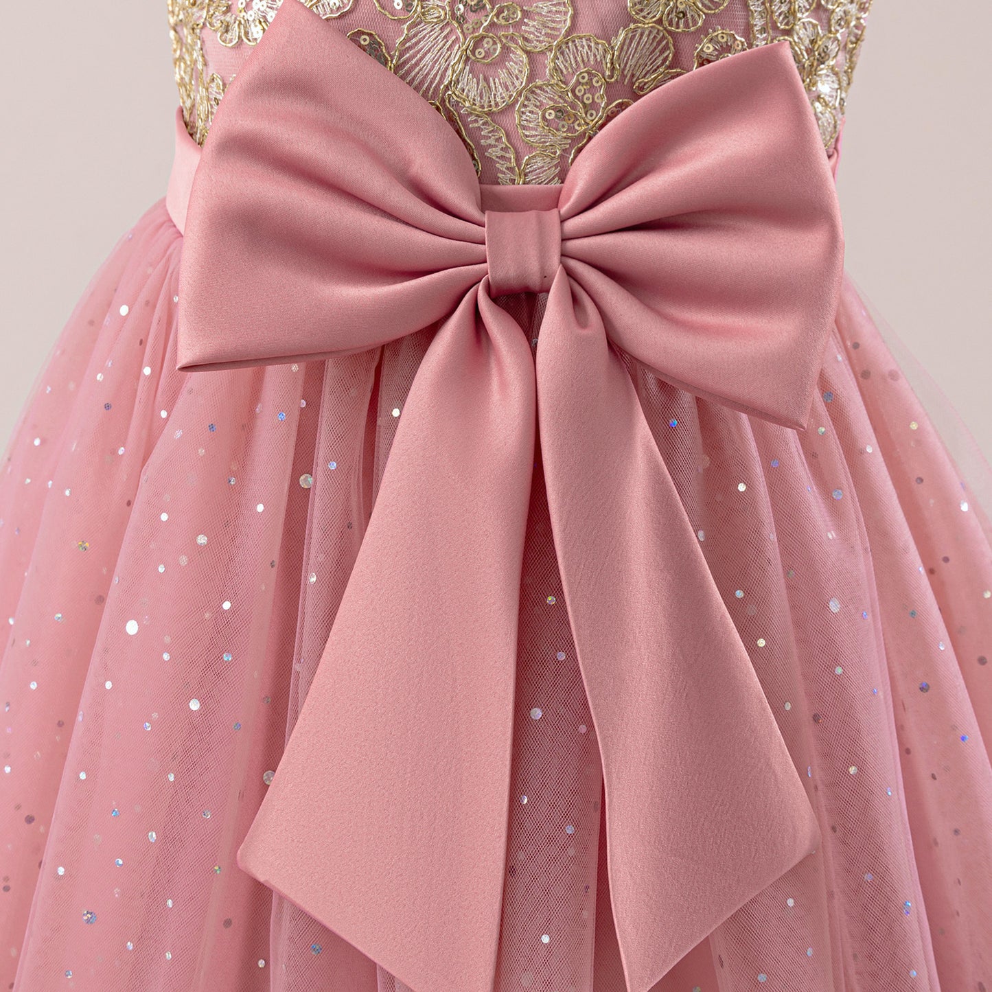 Sequin Bowknot Maxi Dress for Girls – Sparkly Party & Flower Girl Gown