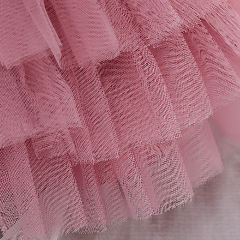 Sequin Bow Puffy Tulle Ball Gown Dress for Girls | Off Shoulder Kids Birthday Dress