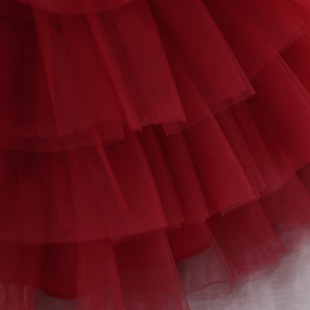 Sequin Bow Puffy Tulle Ball Gown Dress for Girls | Off Shoulder Kids Birthday Dress