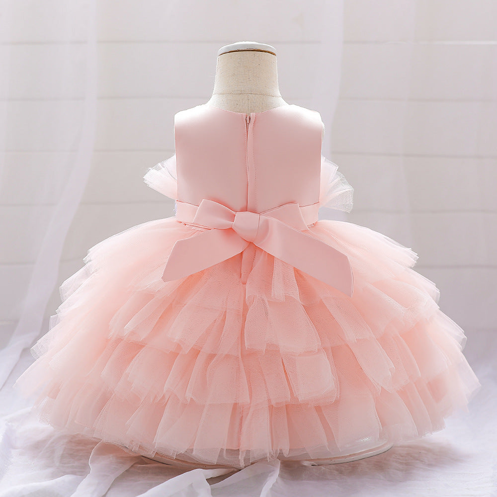 Sequin Bow Puffy Tulle Ball Gown Dress for Girls | Off Shoulder Kids Birthday Dress