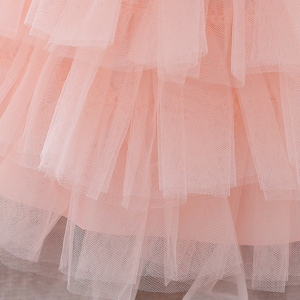 Sequin Bow Puffy Tulle Ball Gown Dress for Girls | Off Shoulder Kids Birthday Dress