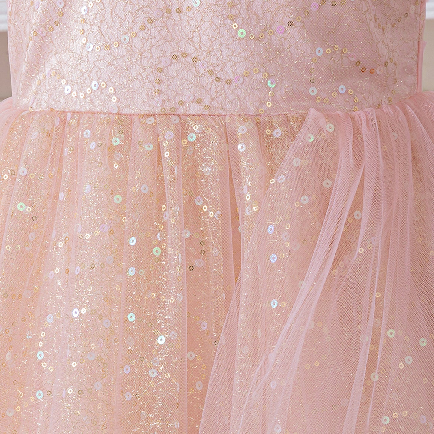 Light Pink Sequin Maxi Dress for Girls – Off Shoulder A-Line Party Gown