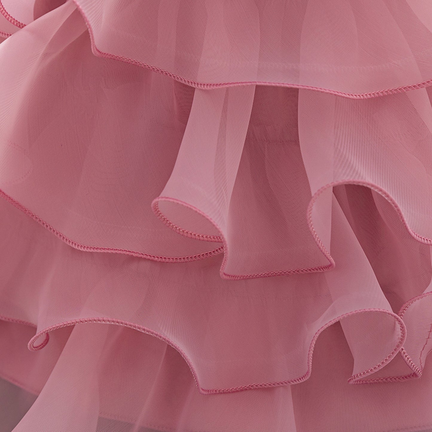 Pink Sequin Puffy Sleeve Ball Gown Dress for Girls - Party, Wedding, Flower Girl