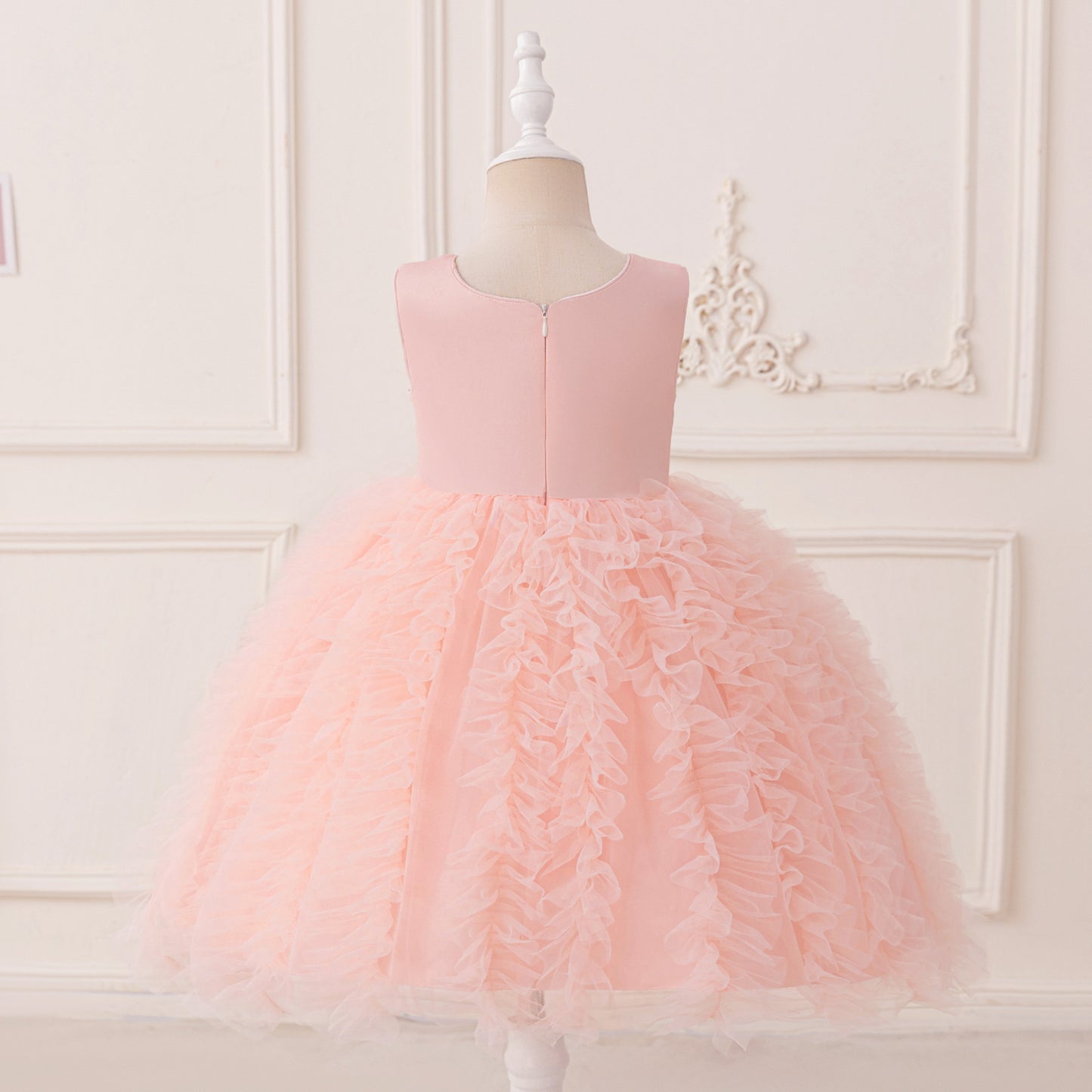 Kids' Sequin Puffy Ball Gown Dress – Tea-Length Flower Girl & Party Wear