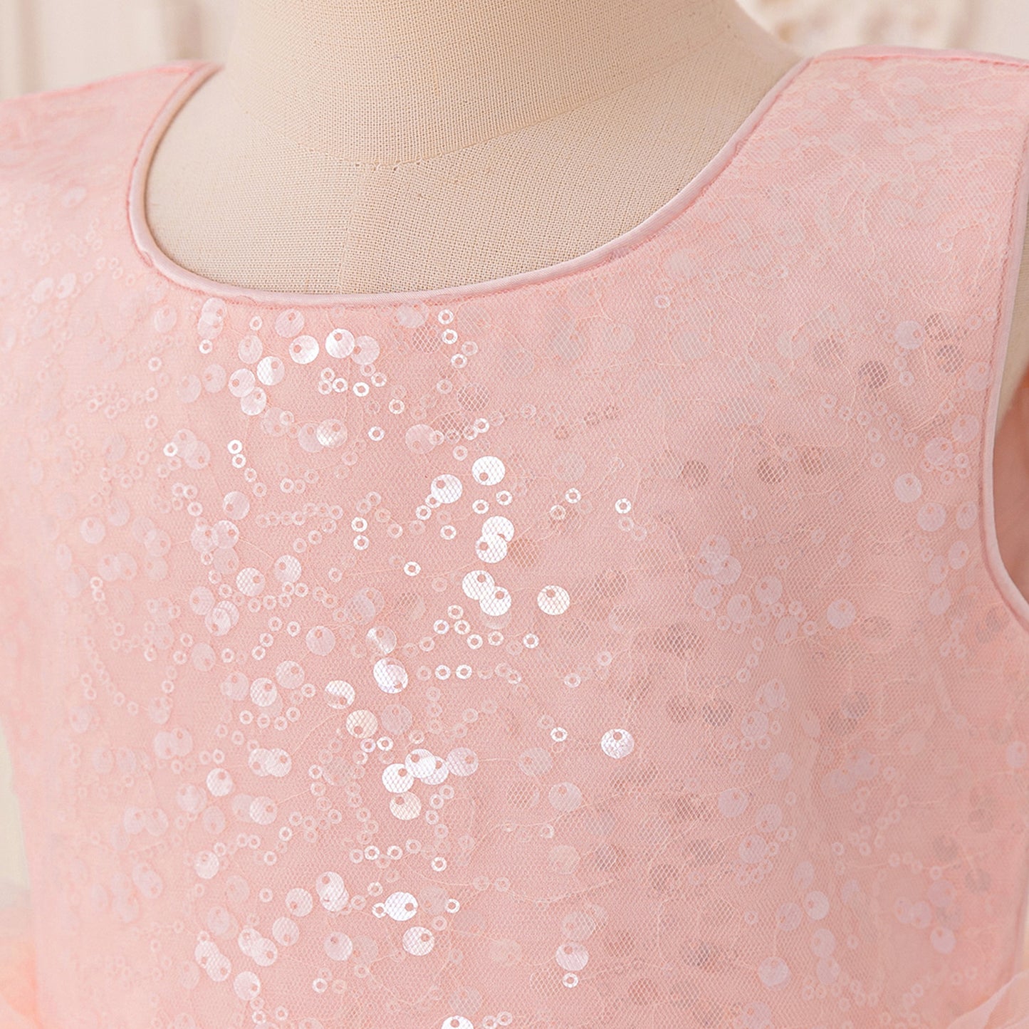 Kids' Sequin Puffy Ball Gown Dress – Tea-Length Flower Girl & Party Wear