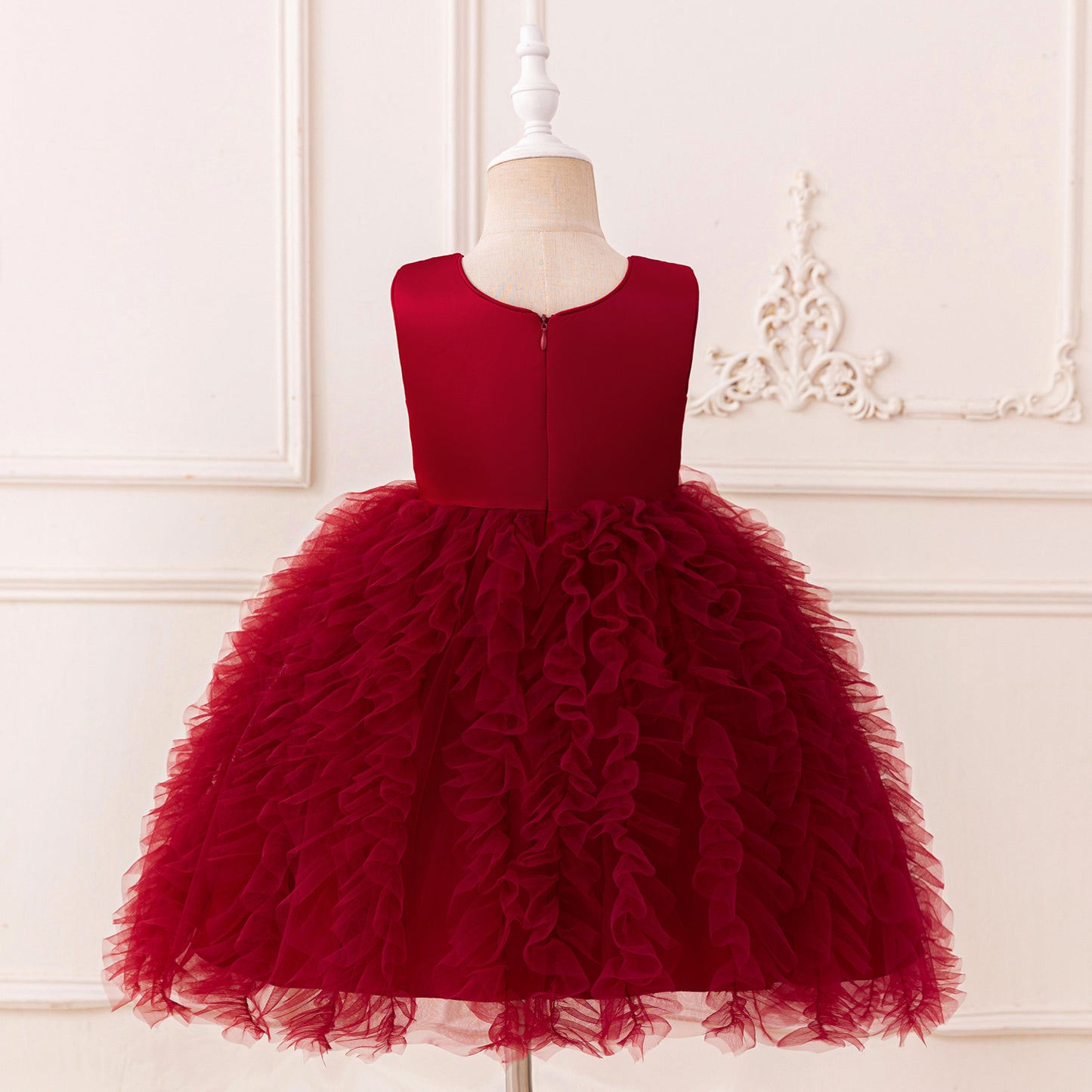 Kids' Sequin Puffy Ball Gown Dress – Tea-Length Flower Girl & Party Wear