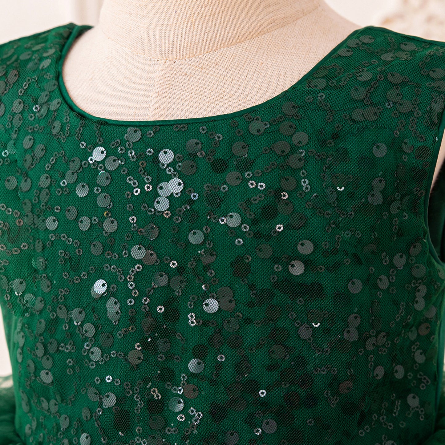 Kids' Sequin Puffy Ball Gown Dress – Tea-Length Flower Girl & Party Wear
