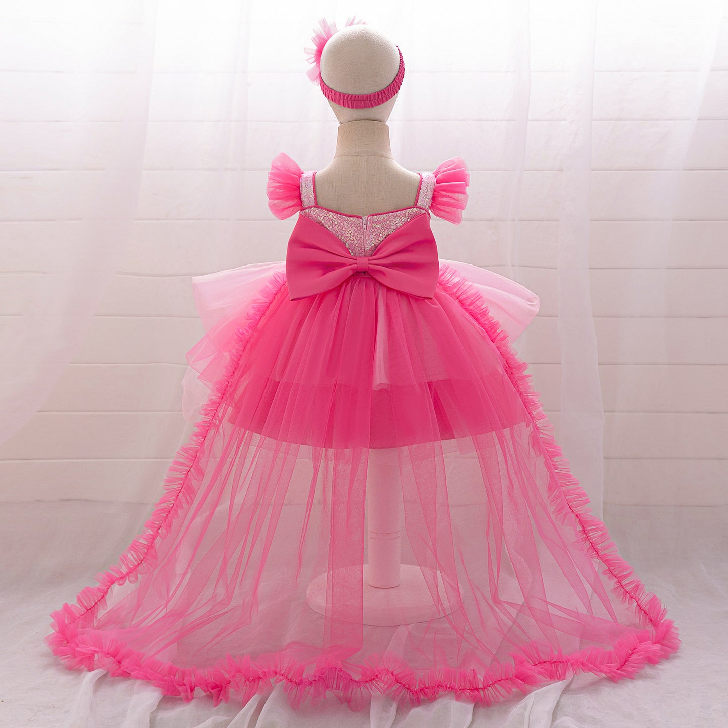 Sequin Sweetheart Puffy Ball Gown Tea-Length Dress for Little Girls