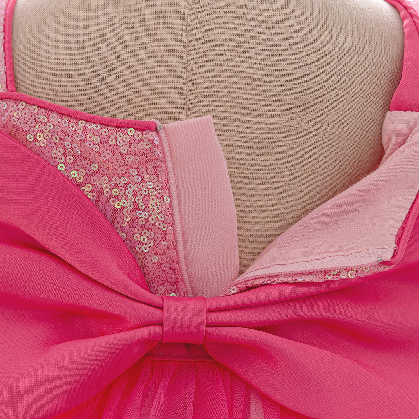 Sequin Sweetheart Puffy Ball Gown Tea-Length Dress for Little Girls