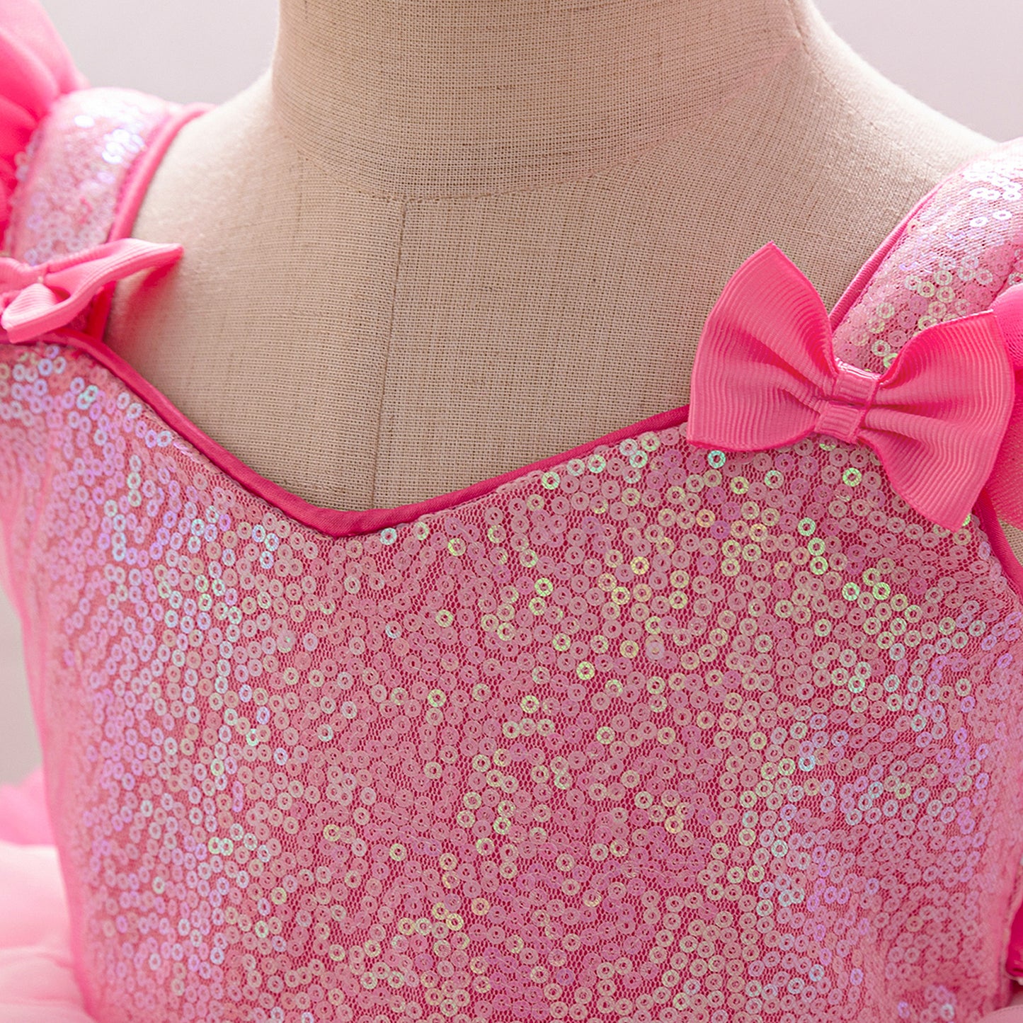 Sequin Sweetheart Puffy Ball Gown Tea-Length Dress for Little Girls