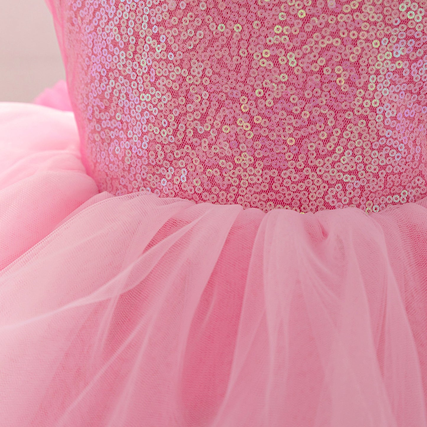 Sequin Sweetheart Puffy Ball Gown Tea-Length Dress for Little Girls