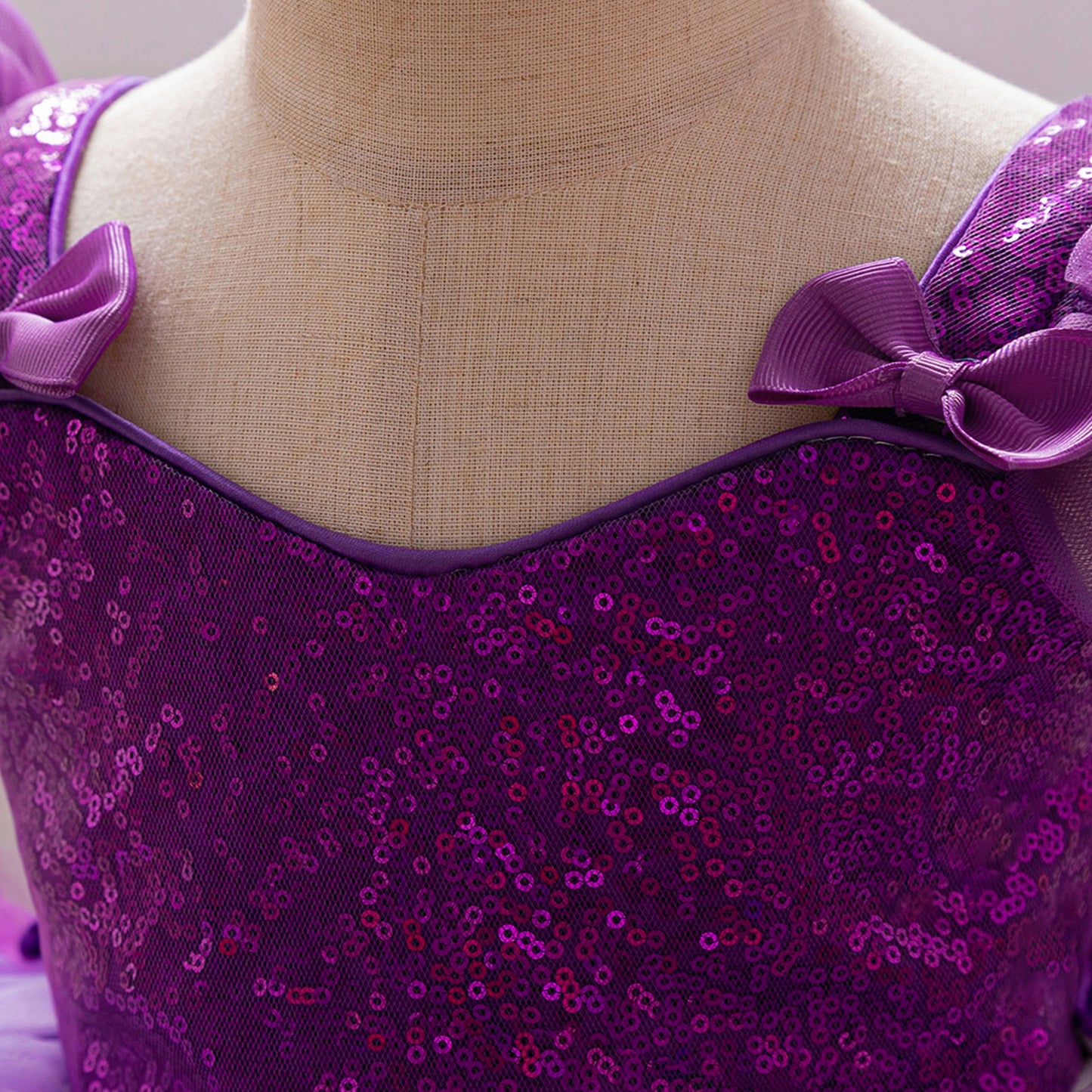Sequin Sweetheart Puffy Ball Gown Tea-Length Dress for Little Girls