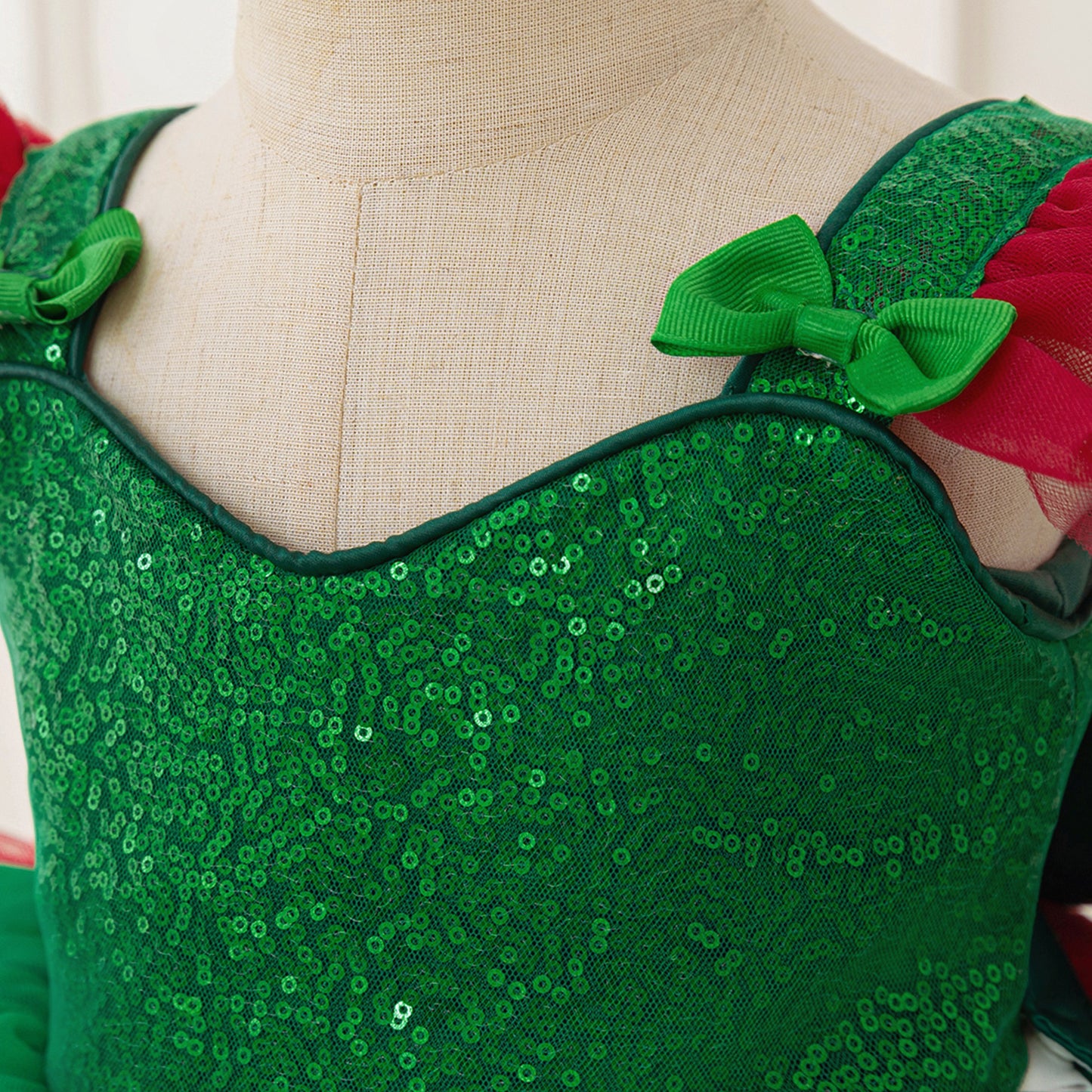 Sequin Sweetheart Puffy Ball Gown Tea-Length Dress for Little Girls