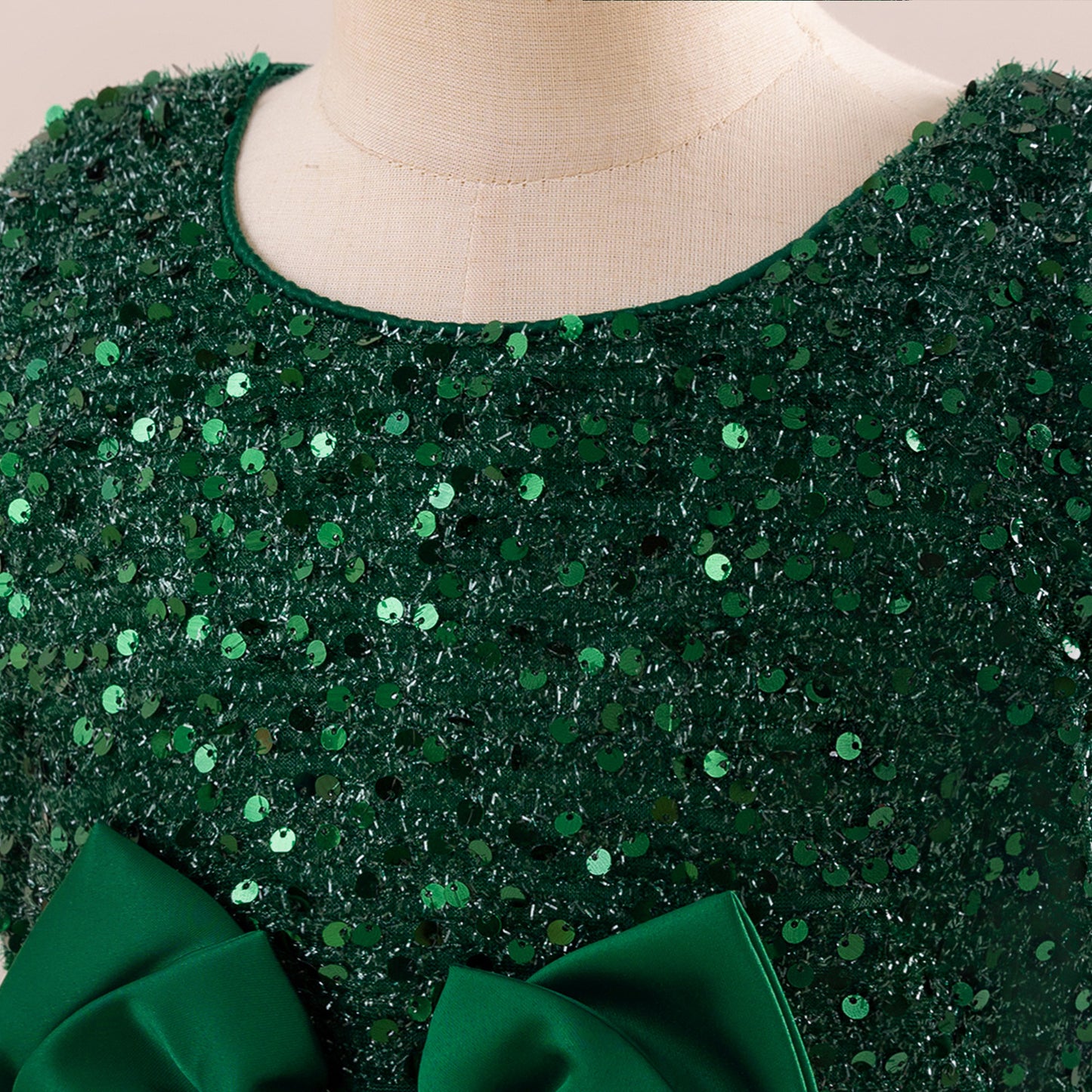 Girls' Sequin Tulle Maxi Dress with Bowknot – Party & Formal A-line Gown