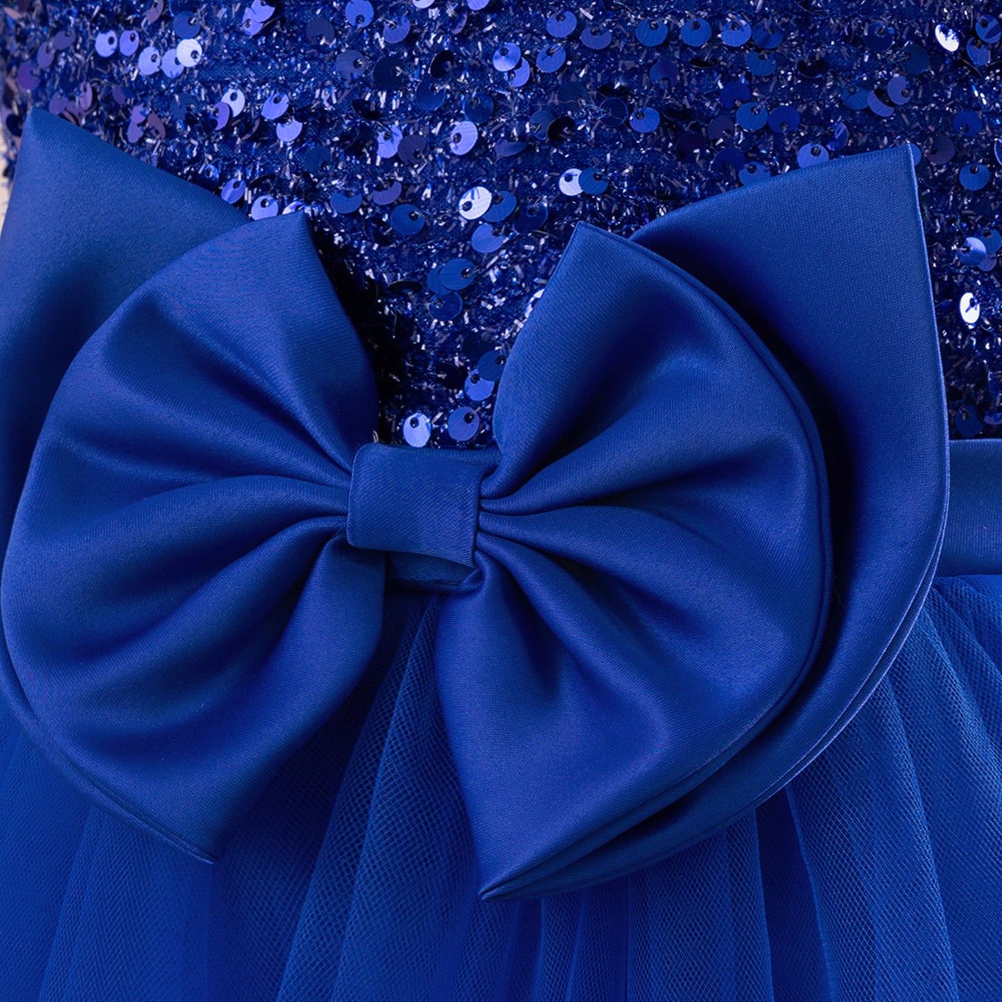 Girls' Sequin Tulle Maxi Dress with Bowknot – Party & Formal A-line Gown