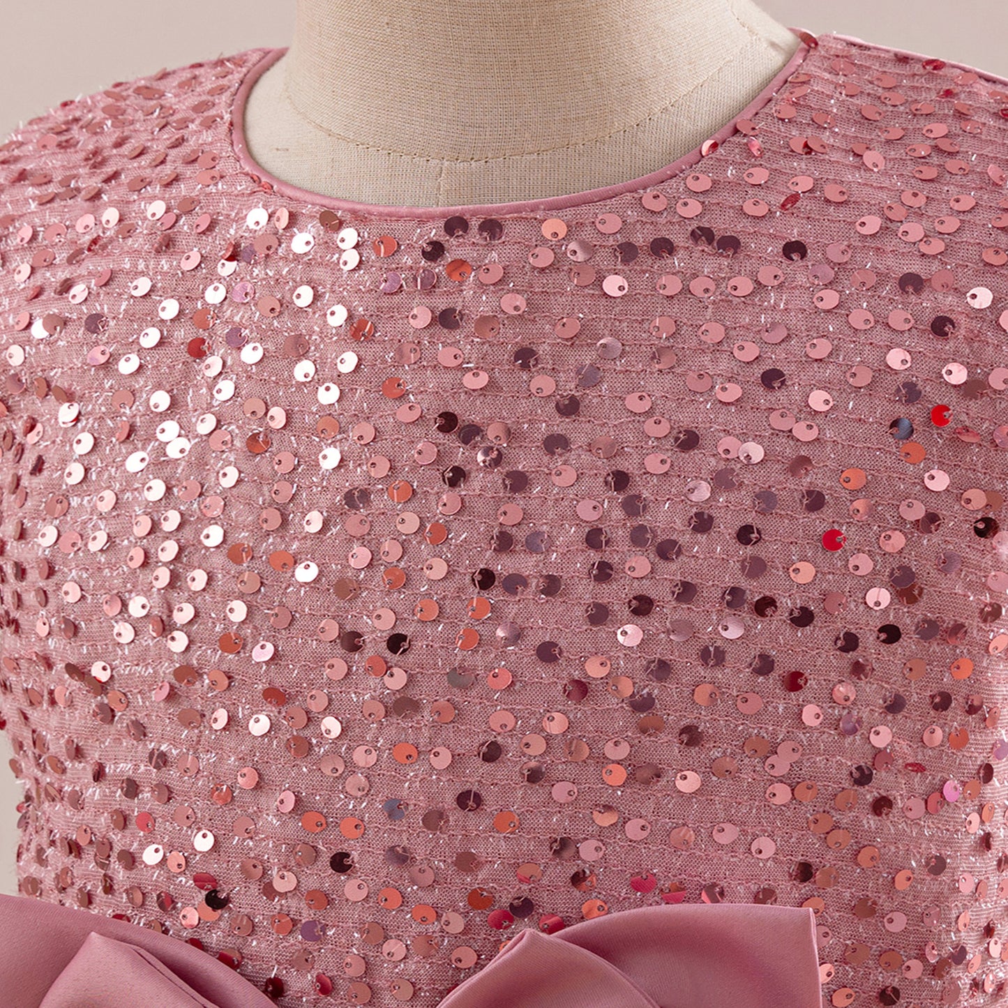 Girls' Sequin Tulle Maxi Dress with Bowknot – Party & Formal A-line Gown