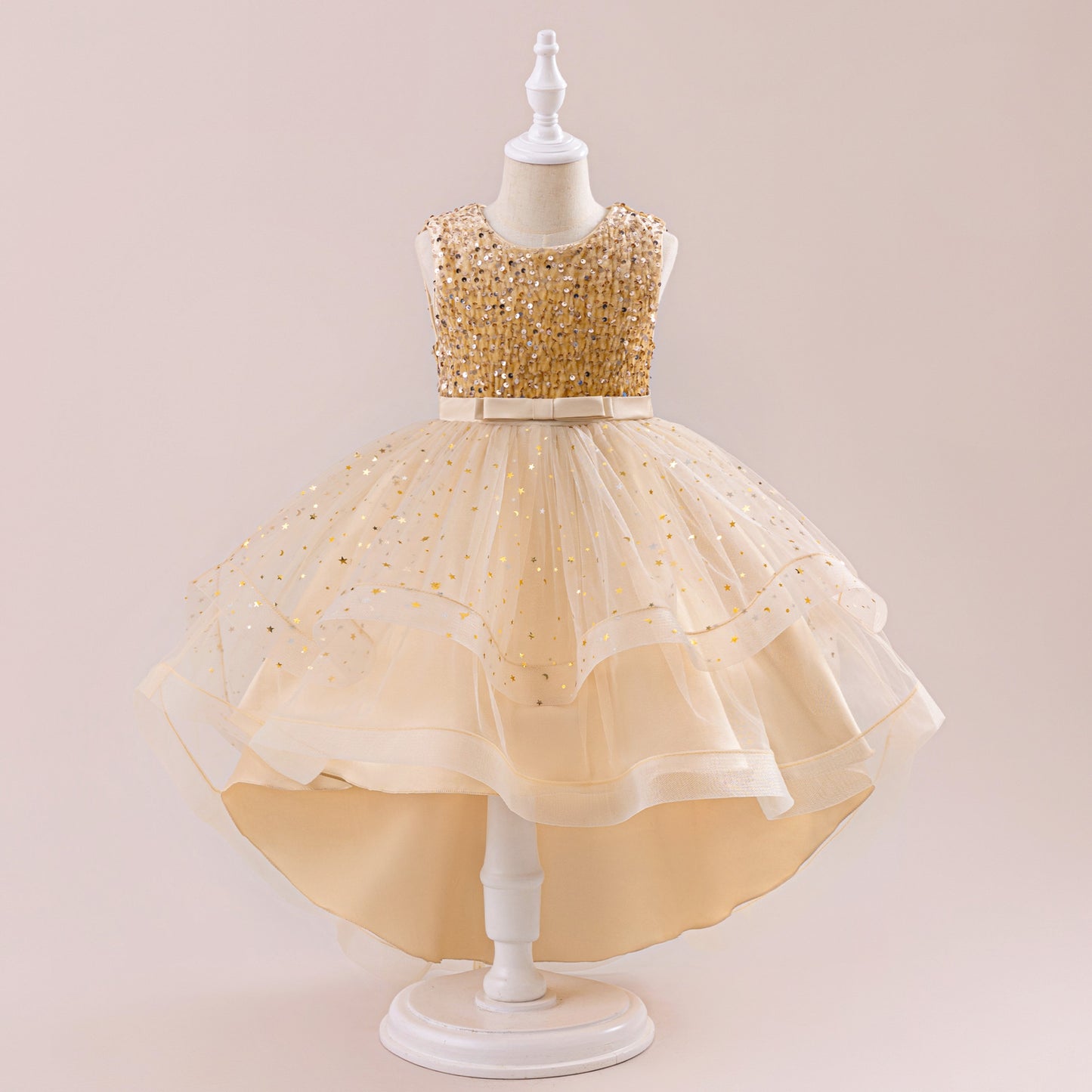 Sequin Tulle Princess Ball Gown for Girls | Puffy High-Low Party Dress