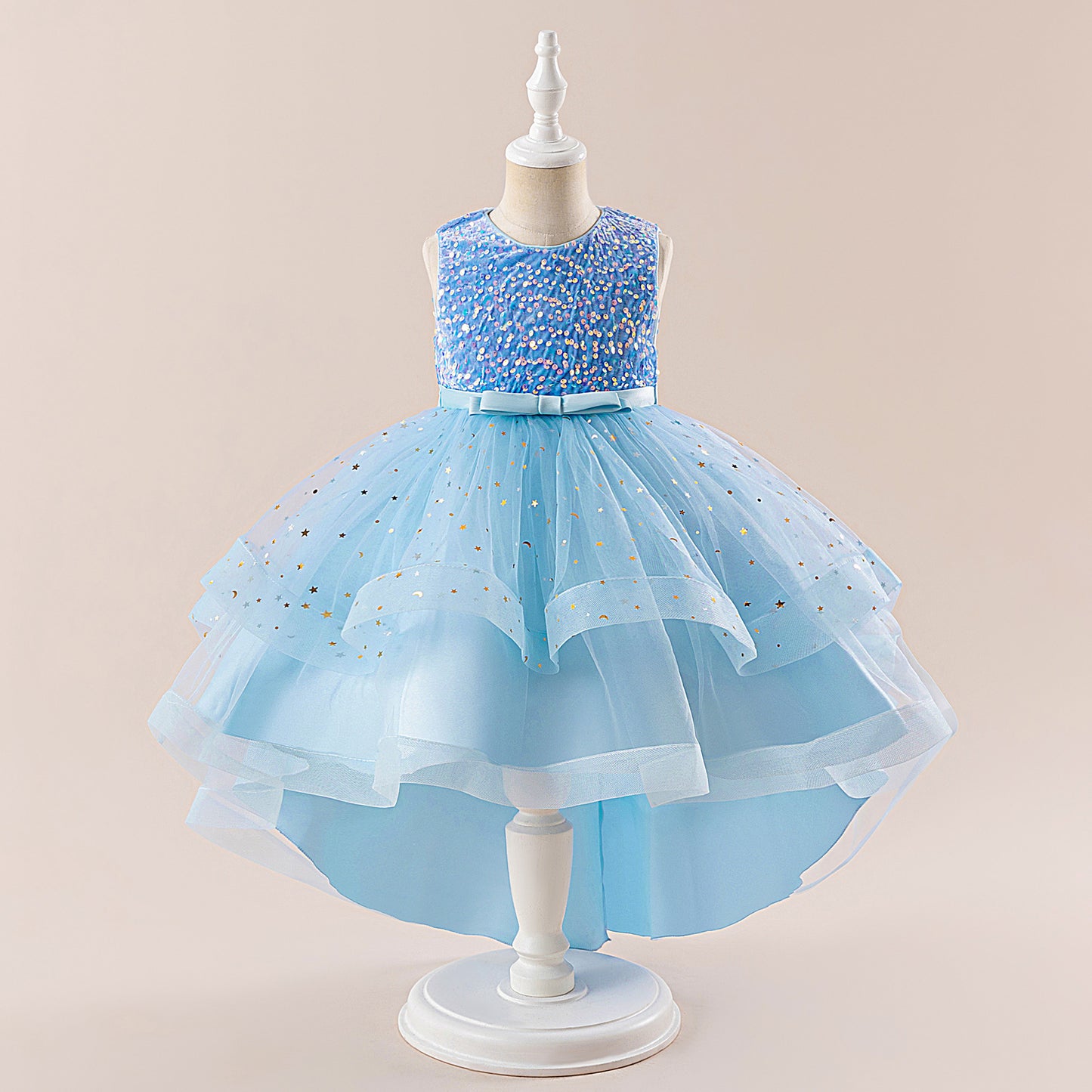 Sequin Tulle Princess Ball Gown for Girls | Puffy High-Low Party Dress