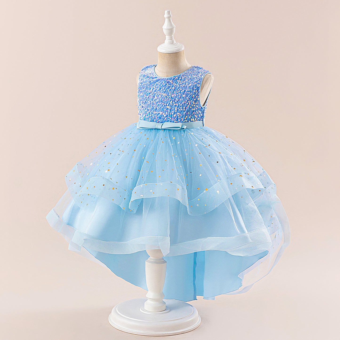 Sequin Tulle Princess Ball Gown for Girls | Puffy High-Low Party Dress