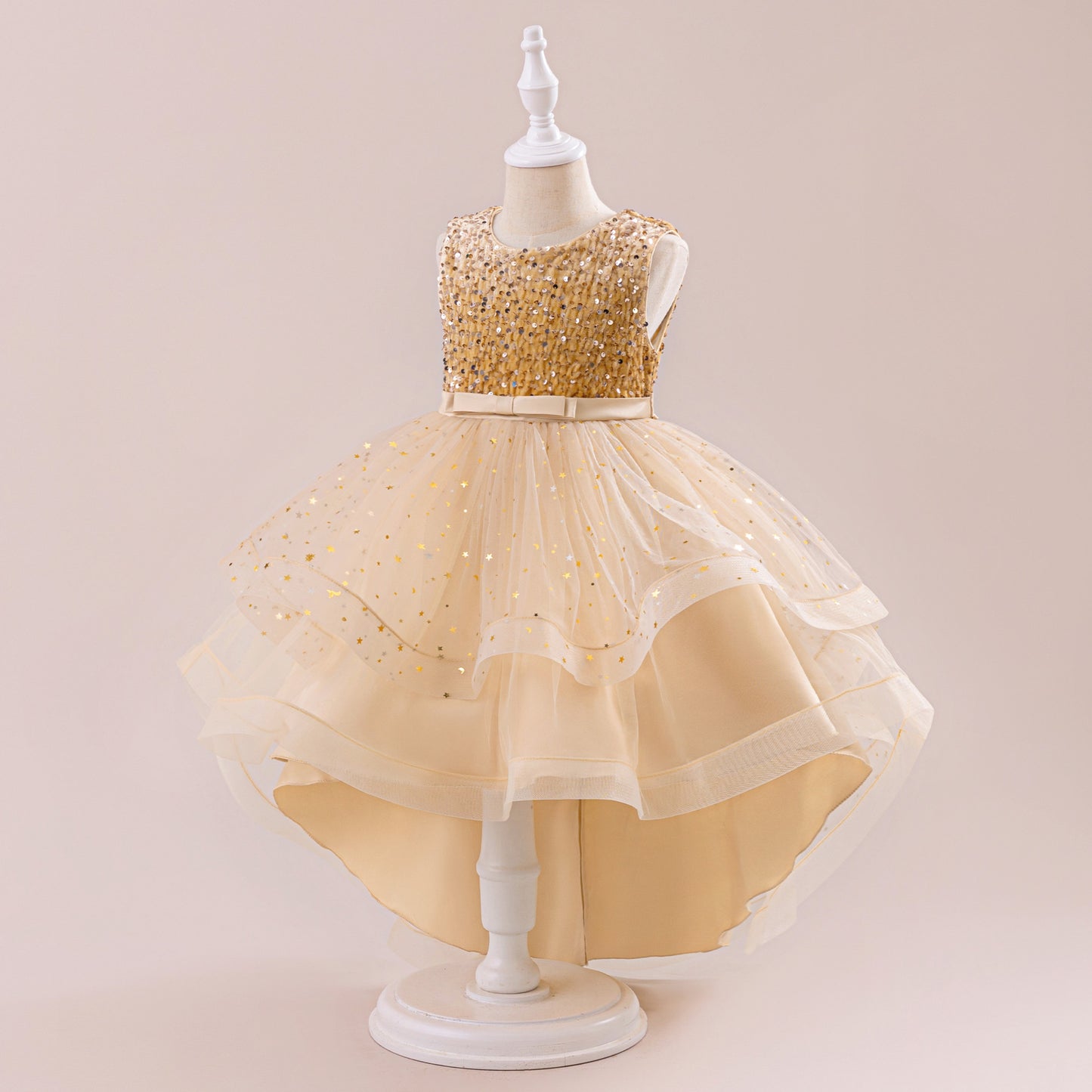 Sequin Tulle Princess Ball Gown for Girls | Puffy High-Low Party Dress