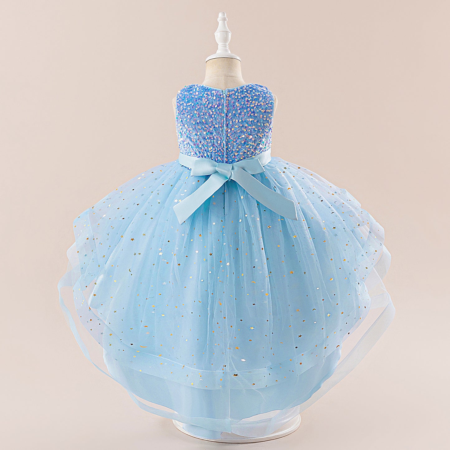 Sequin Tulle Princess Ball Gown for Girls | Puffy High-Low Party Dress