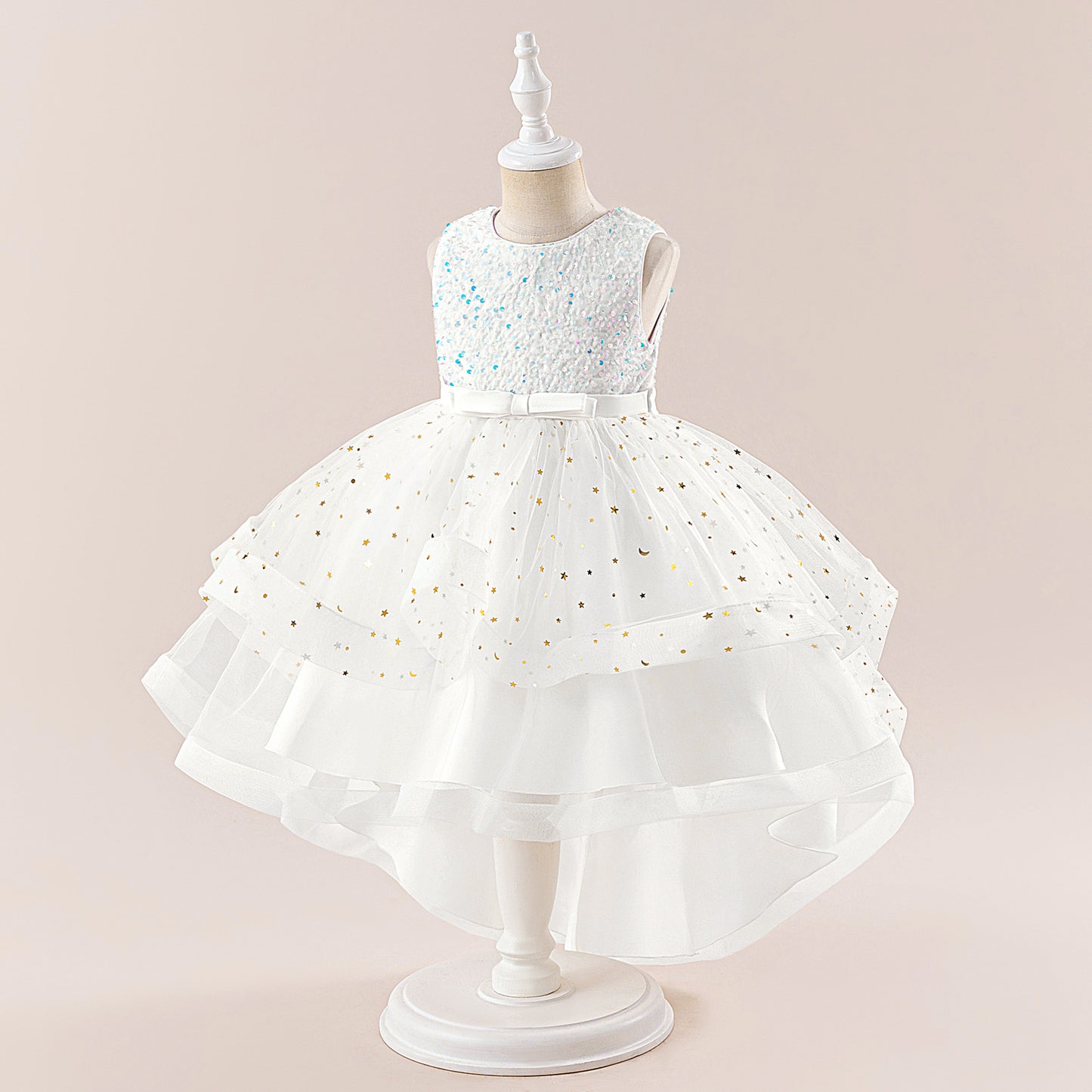 Sequin Tulle Princess Ball Gown for Girls | Puffy High-Low Party Dress