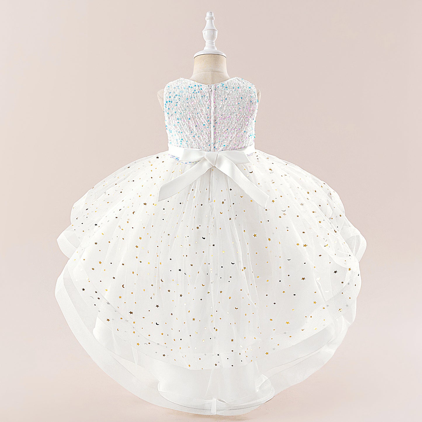 Sequin Tulle Princess Ball Gown for Girls | Puffy High-Low Party Dress