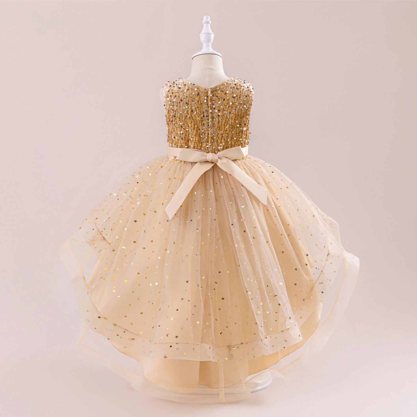 Sequin Tulle Princess Ball Gown for Girls | Puffy High-Low Party Dress