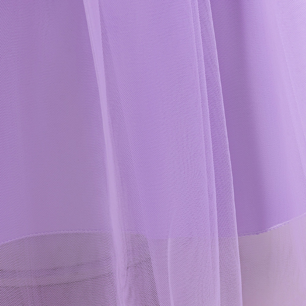 Sequin Tulle Maxi Party Dress for Girls with Bow & Flutter Sleeves