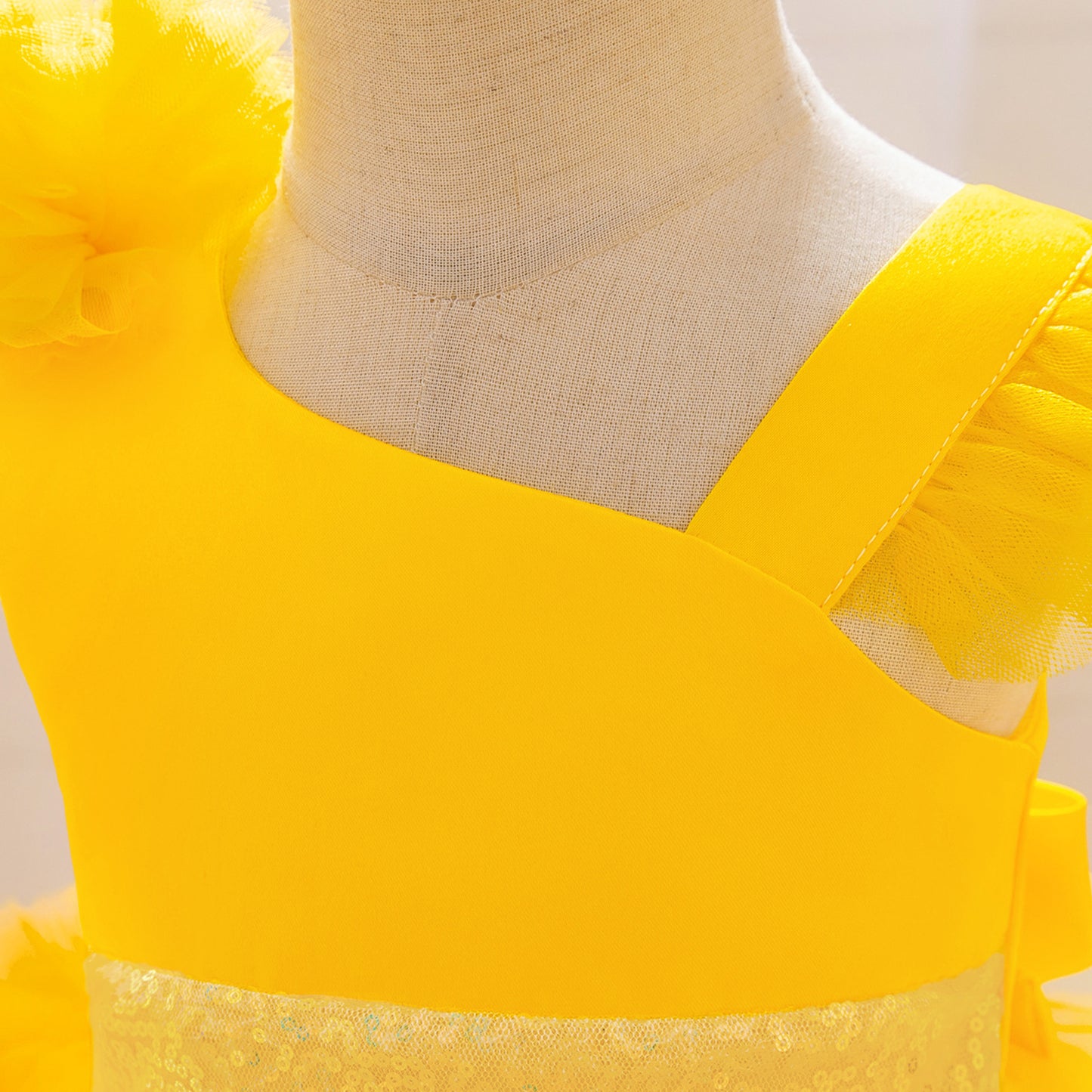 Puffy Tulle Princess Dress with Detachable Train for Girls | Sequin & Bowknot Gown