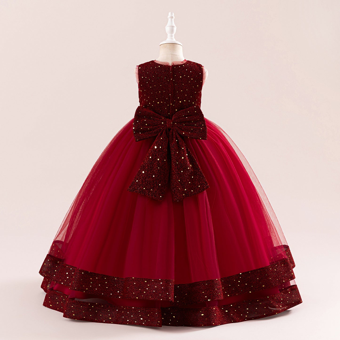 Girls' Sequin Tulle Maxi Dress - Princess Tiered Party Dress