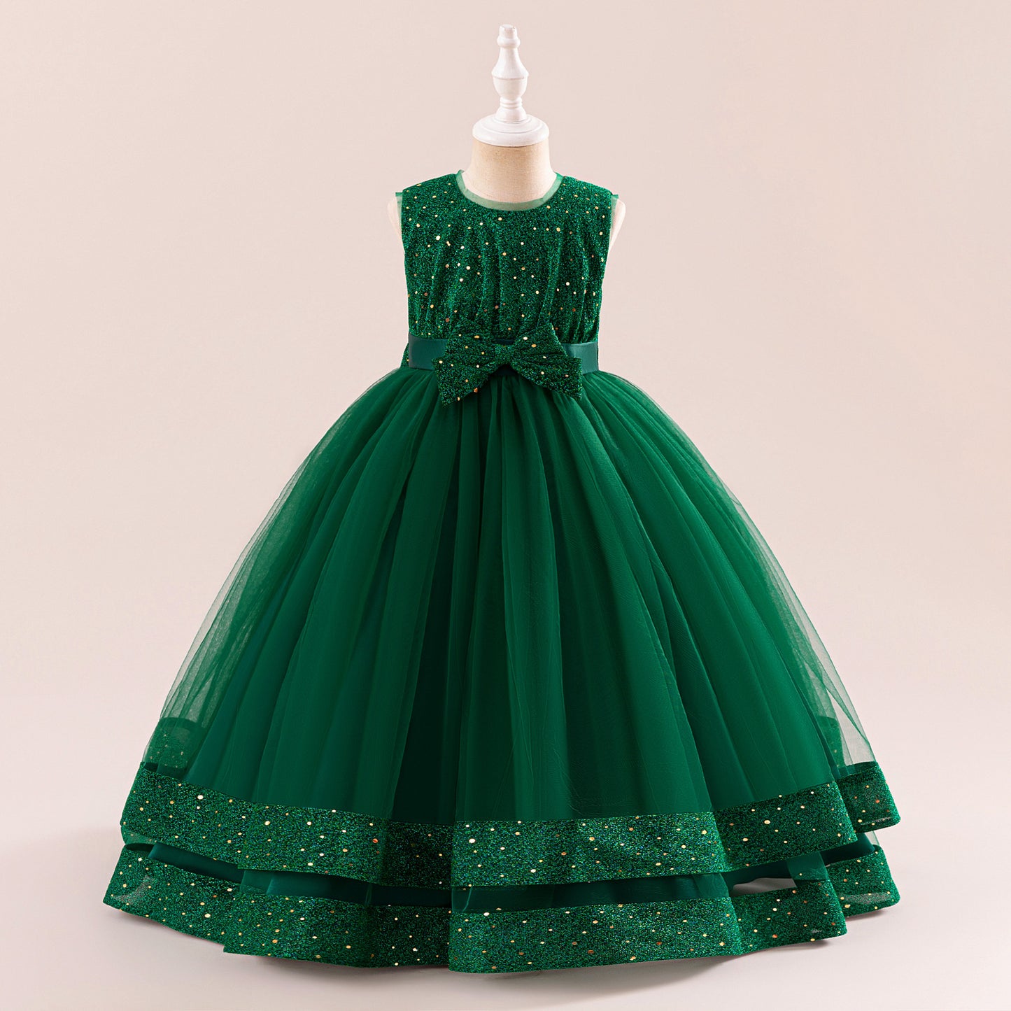 Girls' Sequin Tulle Maxi Dress - Princess Tiered Party Dress
