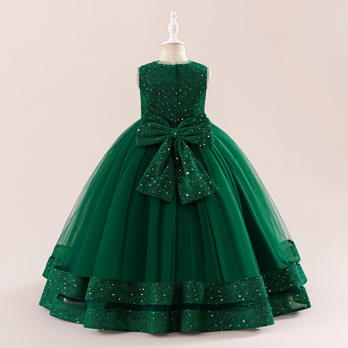 Girls' Sequin Tulle Maxi Dress - Princess Tiered Party Dress