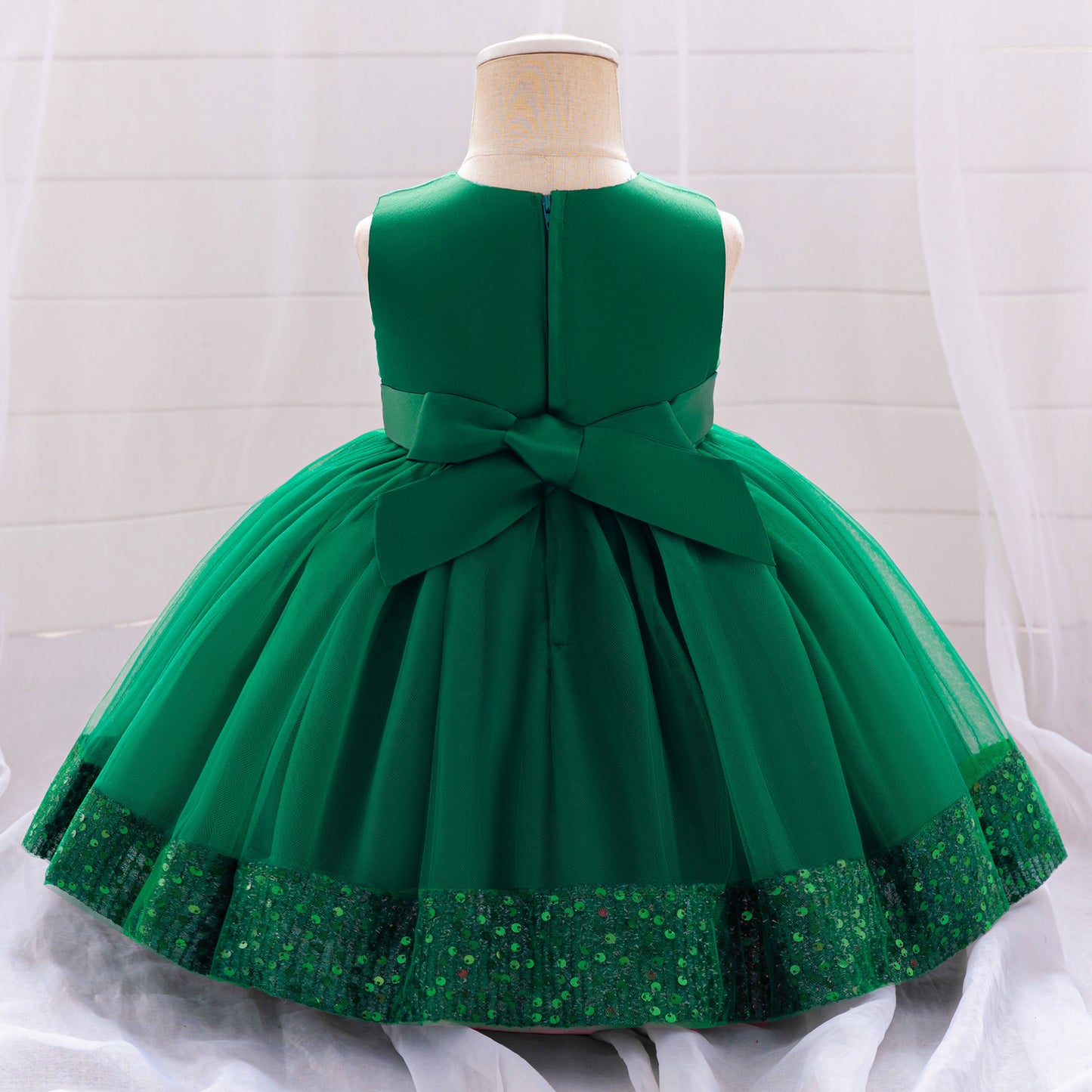 Cute Toddler Ball Gown - Sequined Tulle Princess Dress with Bow | Party & Wedding Outfit