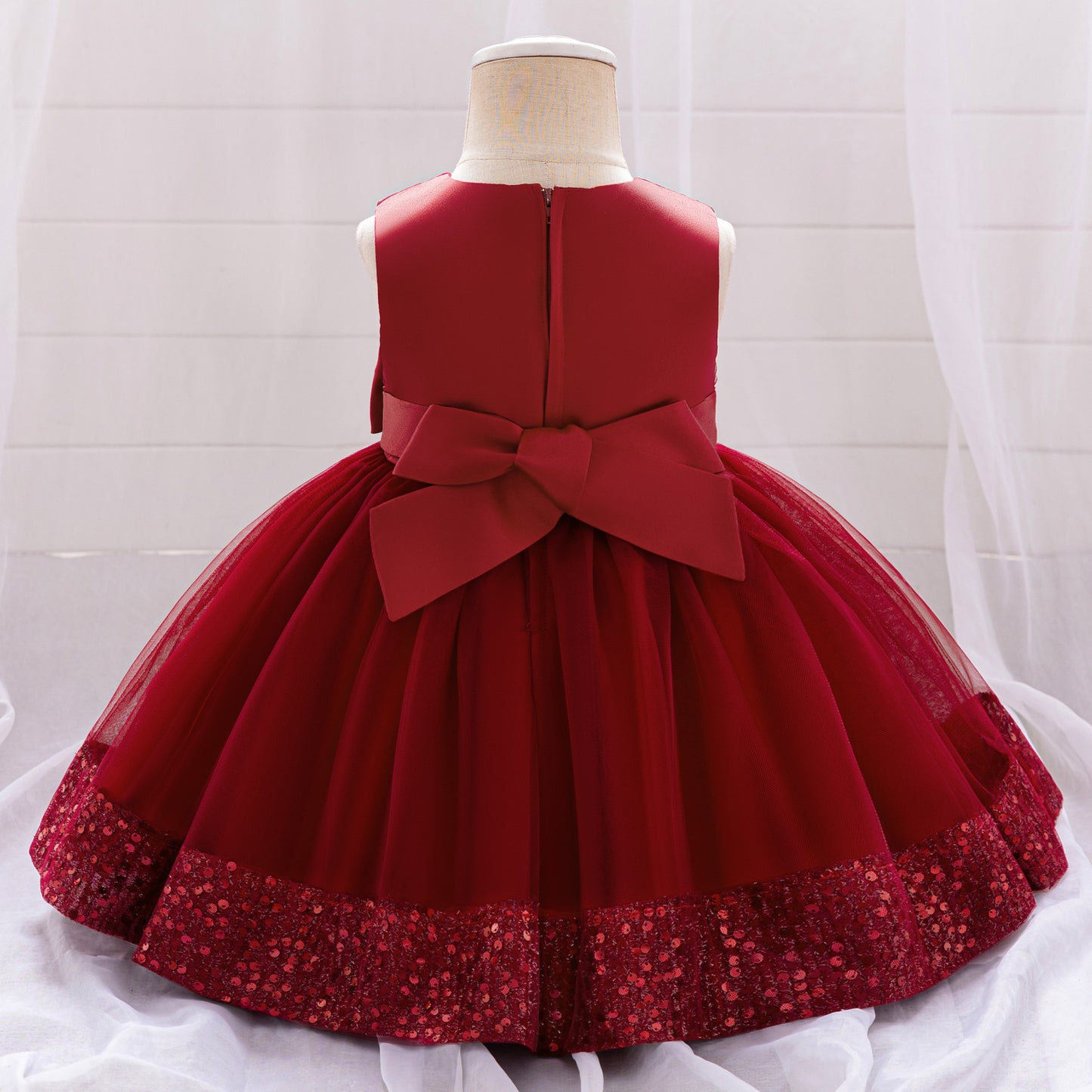 Cute Toddler Ball Gown - Sequined Tulle Princess Dress with Bow | Party & Wedding Outfit