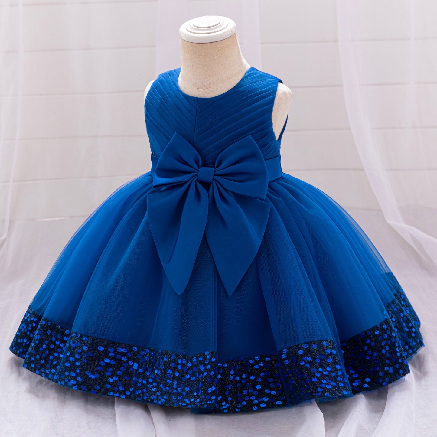 Cute Toddler Ball Gown - Sequined Tulle Princess Dress with Bow | Party & Wedding Outfit