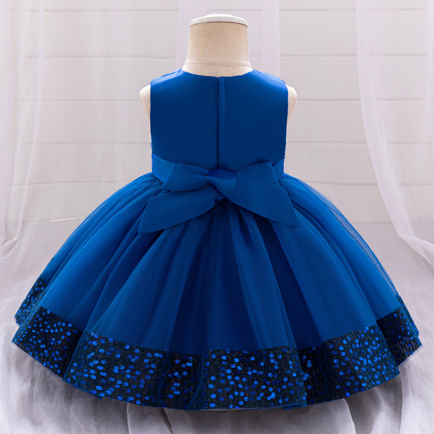 Cute Toddler Ball Gown - Sequined Tulle Princess Dress with Bow | Party & Wedding Outfit